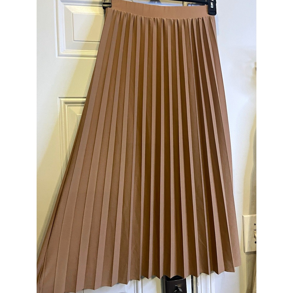 VTG Dark Academia Pleated Midi Skirt Size M Caramel Brown Love Highlight Neutral